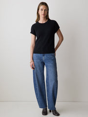 RW&CO Wool-Blend Cap-Sleeve Crew-Neck Boxy Sweater