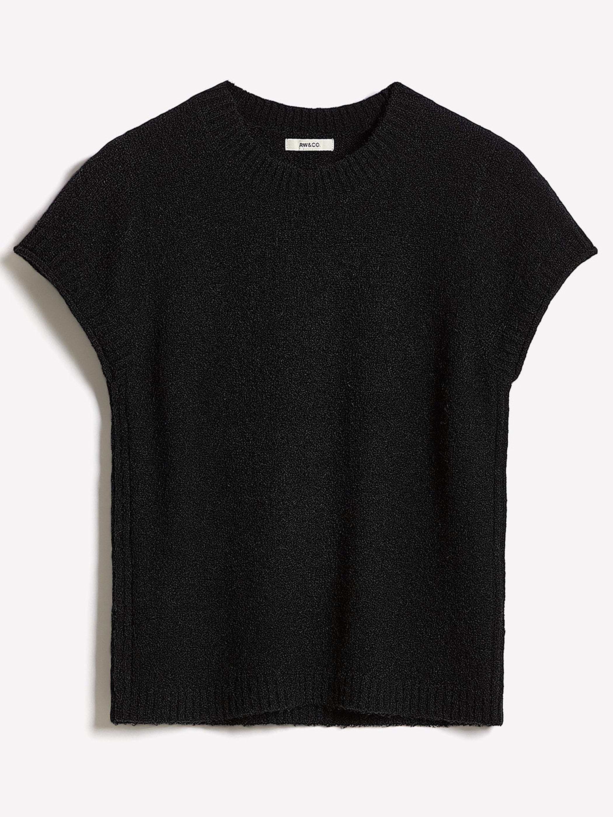 RW&CO Wool-Blend Cap-Sleeve Crew-Neck Boxy Sweater