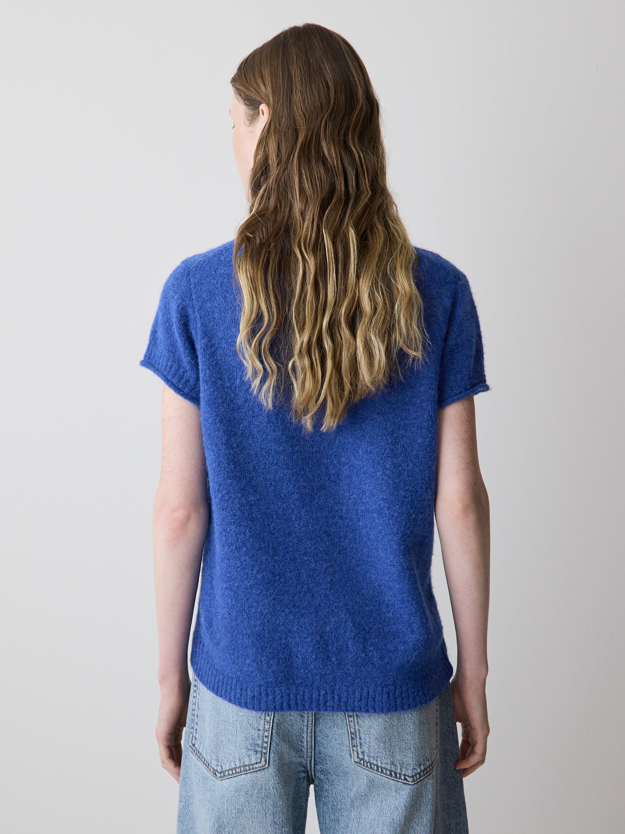 RW&CO Wool-Blend Cap-Sleeve Crew-Neck Boxy Sweater