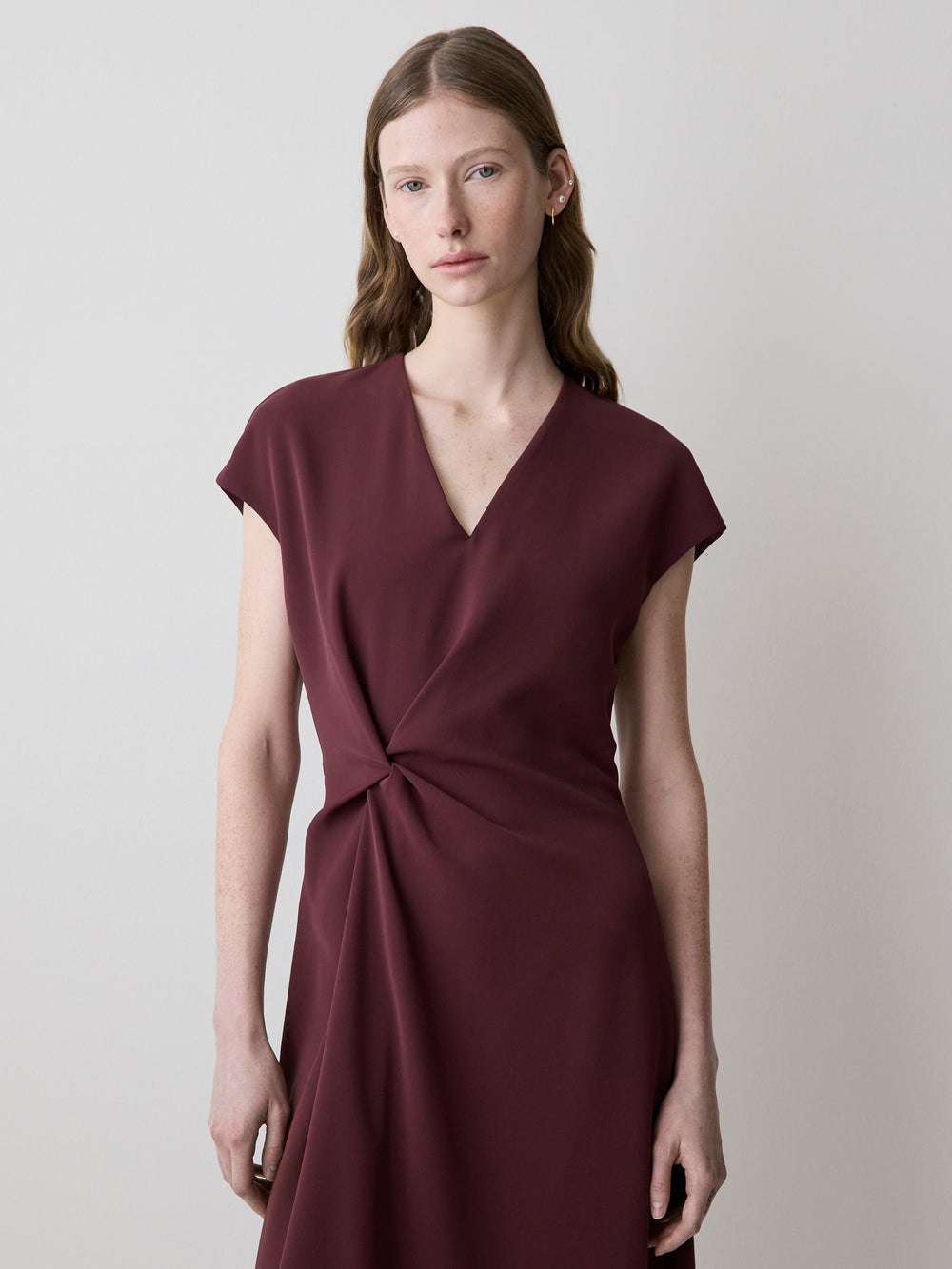 RW&CO Extended-Sleeve V-Neck Twill Midi Dress