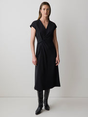 RW&CO Extended-Sleeve V-Neck Twill Midi Dress