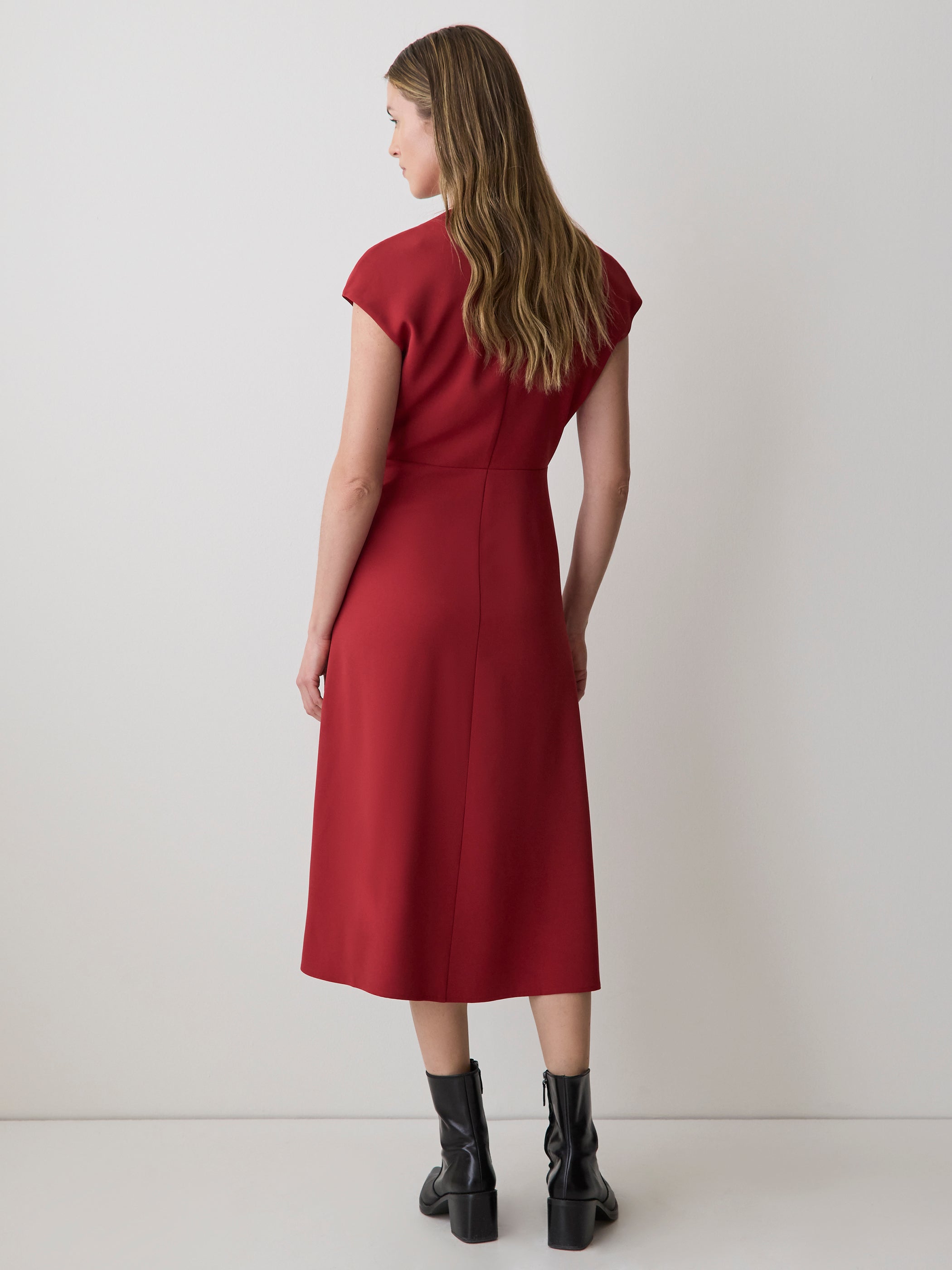 RW&CO Extended-Sleeve V-Neck Twill Midi Dress
