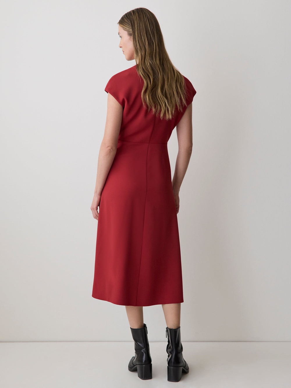 RW&CO Extended-Sleeve V-Neck Twill Midi Dress