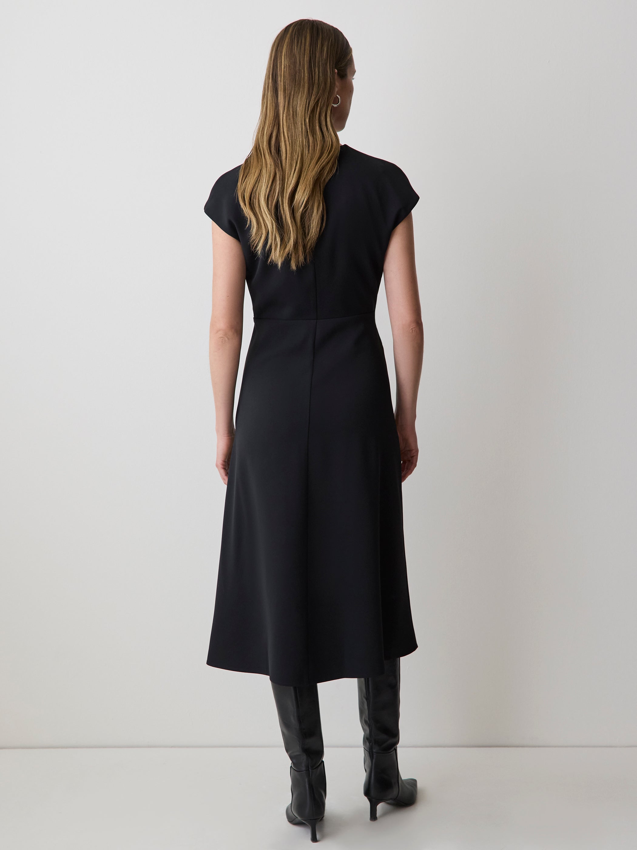 RW&CO Extended-Sleeve V-Neck Twill Midi Dress