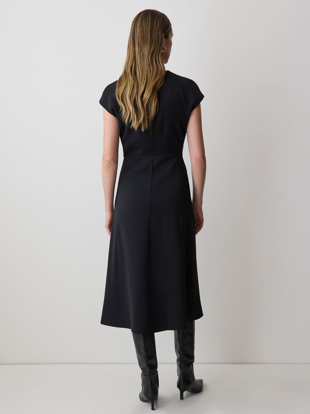 RW&CO Extended-Sleeve V-Neck Twill Midi Dress