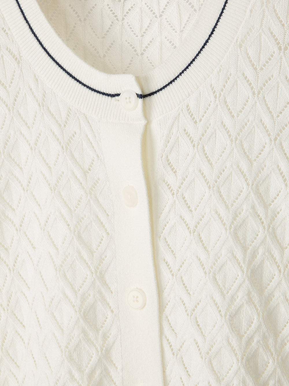 RW&CO Long-Sleeve Crew-Neck Cardigan with Pointelle Stitches