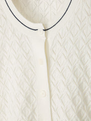 RW&CO Long-Sleeve Crew-Neck Cardigan with Pointelle Stitches