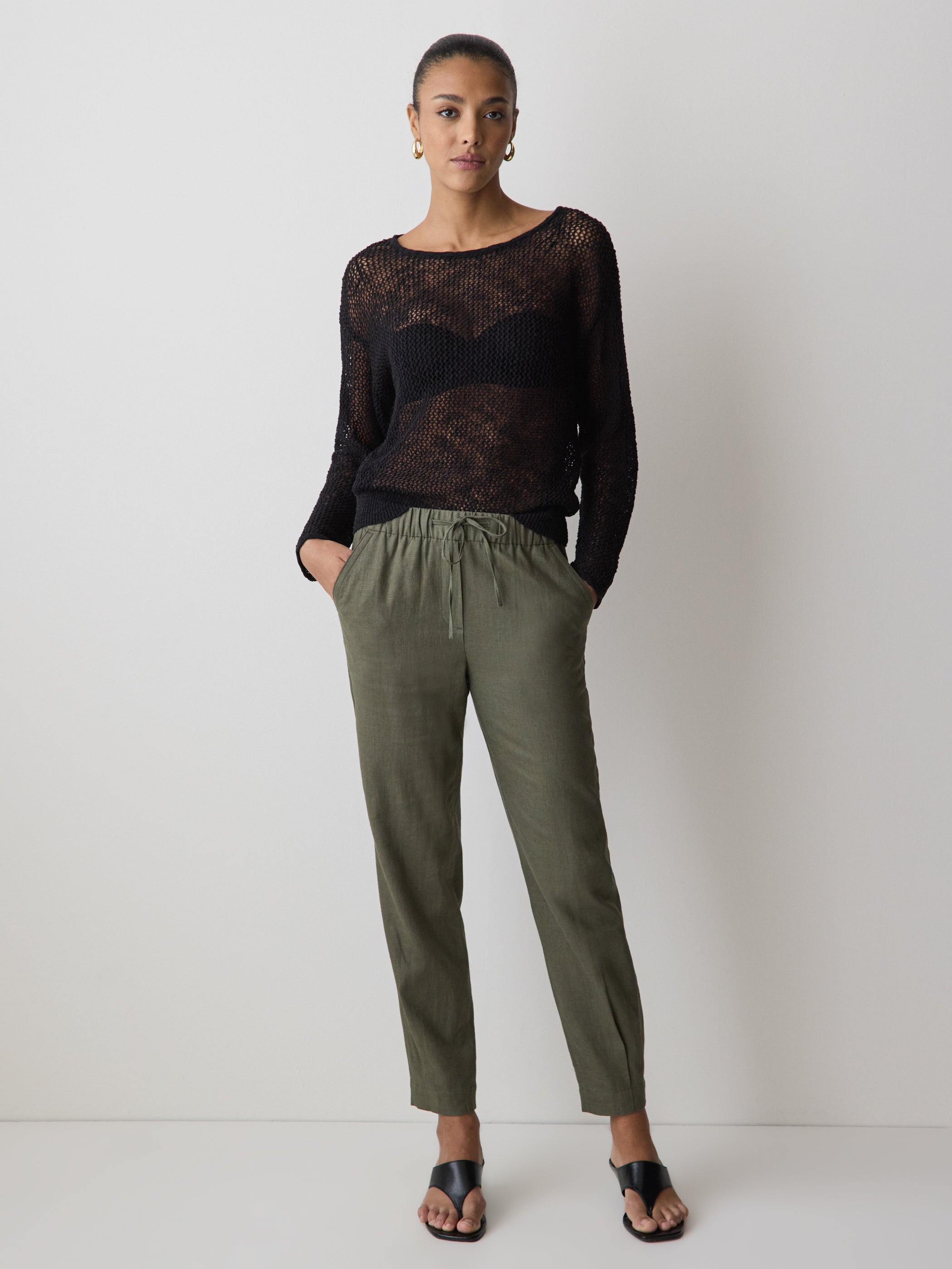 RW&CO Long-Sleeve Crew-Neck Mesh Sweater