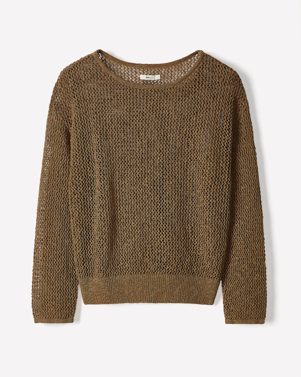 RW&CO Long-Sleeve Crew-Neck Mesh Sweater