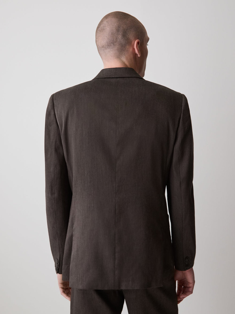 RW&CO Slim-Fit Brown Linen-Blend Blazer