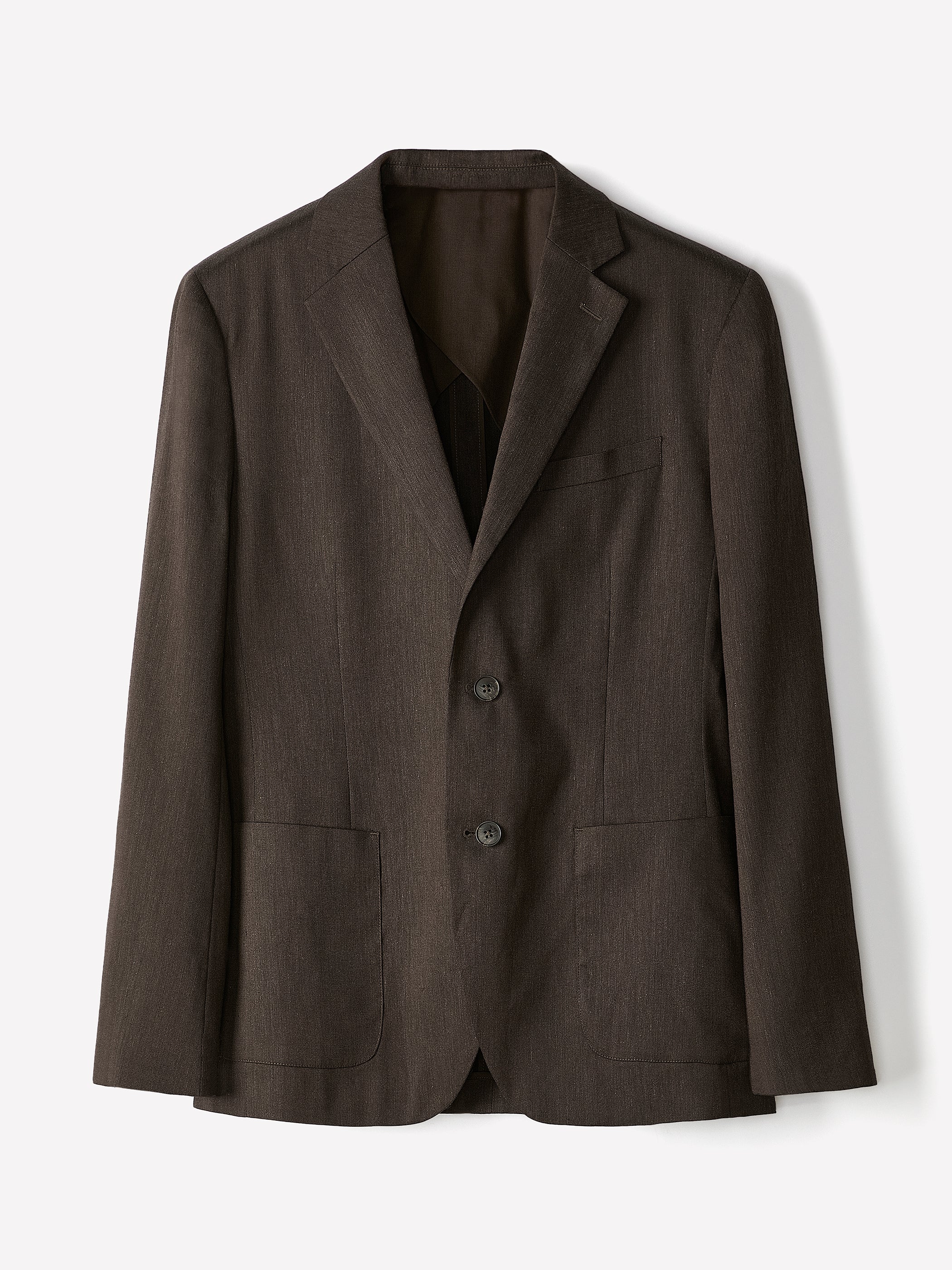 RW&CO Slim-Fit Brown Linen-Blend Blazer