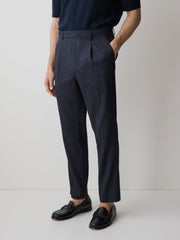 RW&CO Linen-Blend Tapered-Leg Pleated Pant