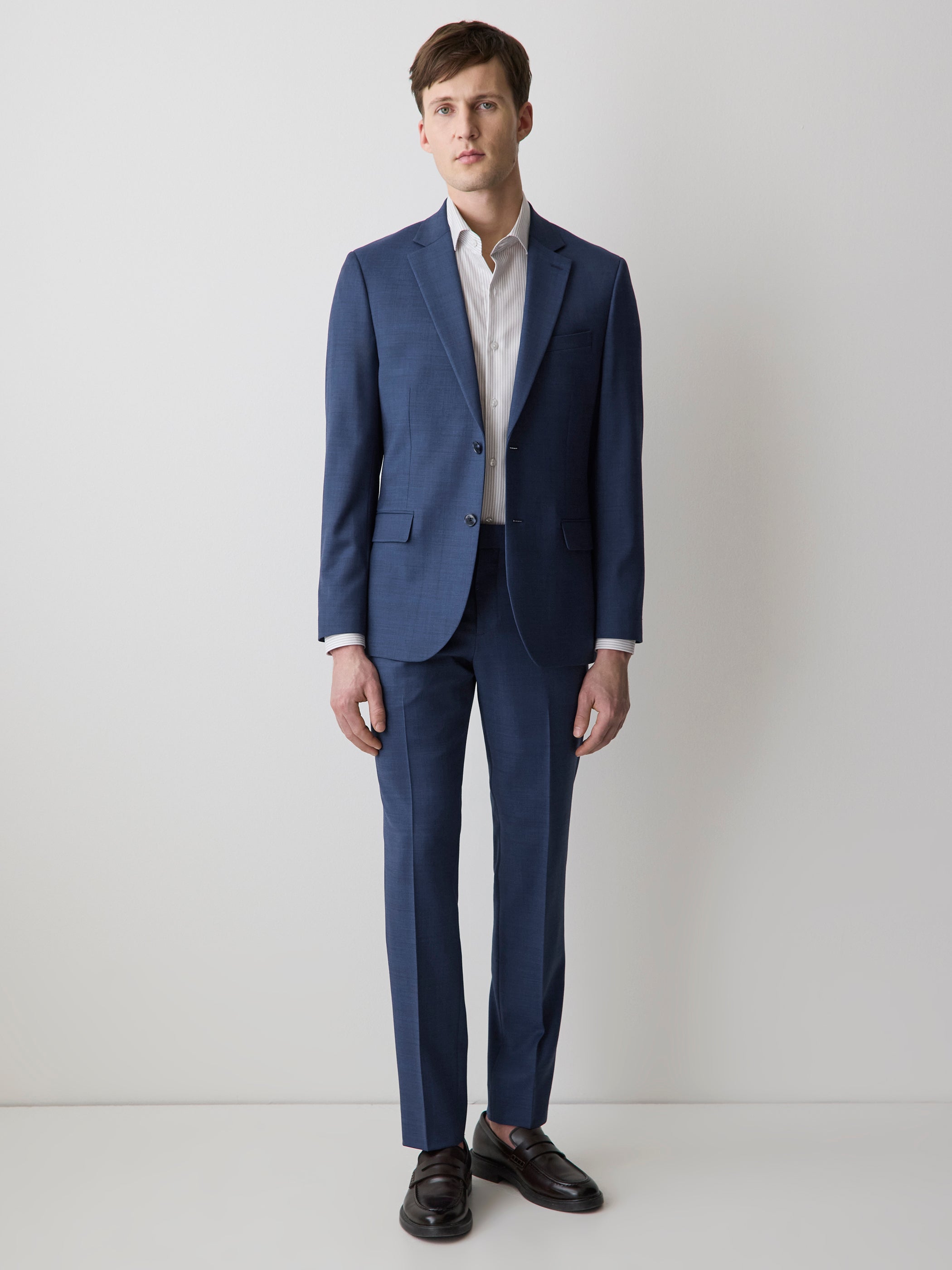 RW&CO Blue Slim Fit Wool Suit Blazer