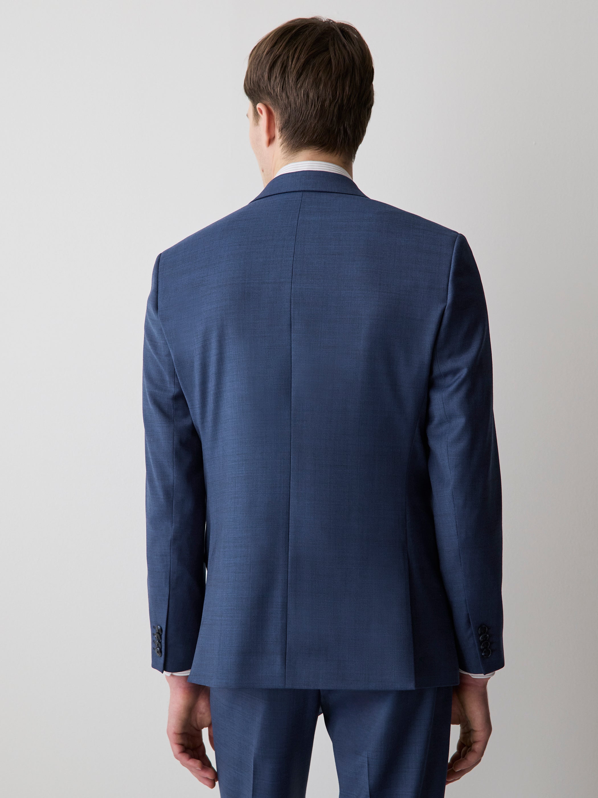 RW&CO Blue Slim Fit Wool Suit Blazer