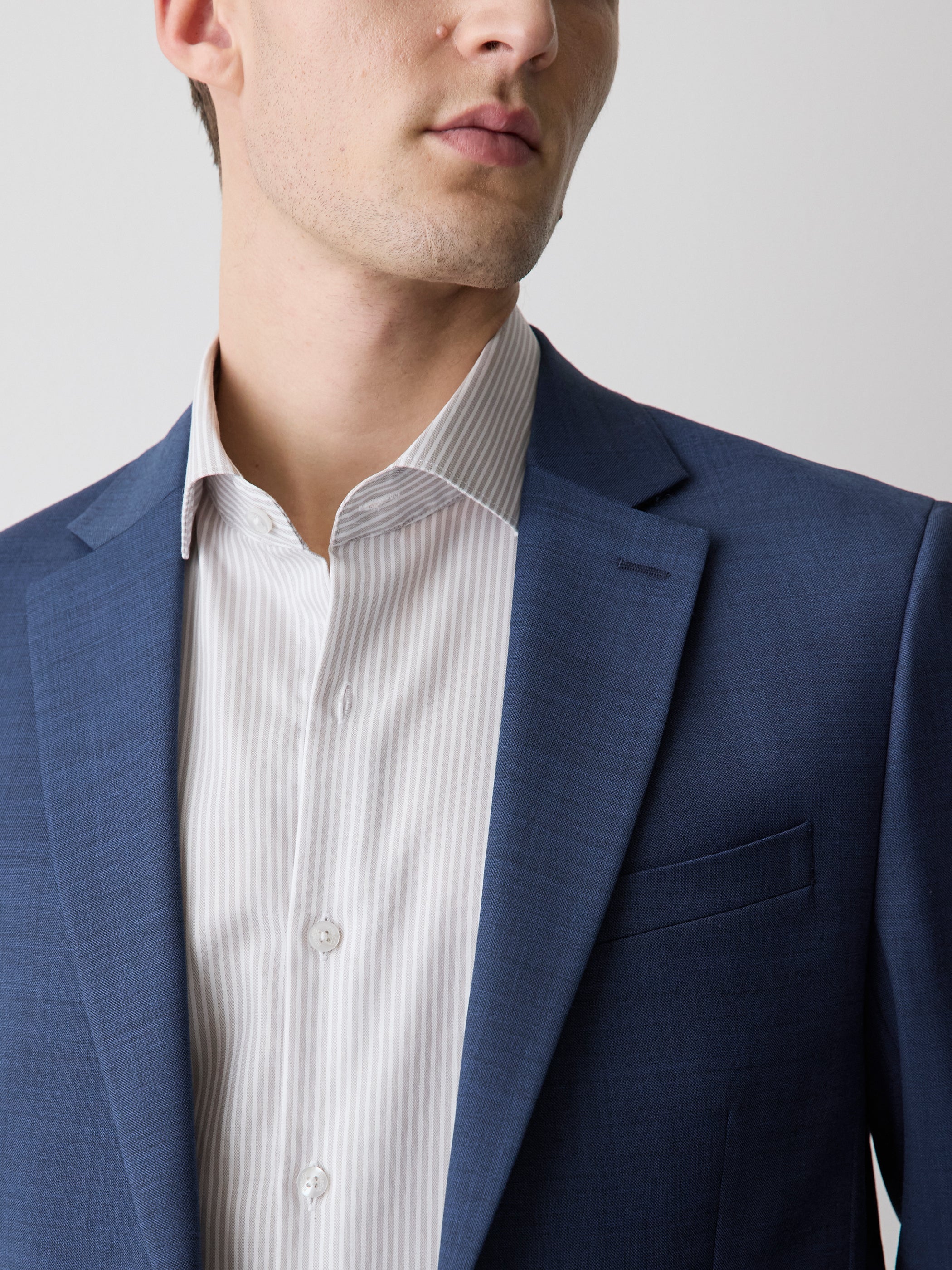 RW&CO Blue Slim Fit Wool Suit Blazer