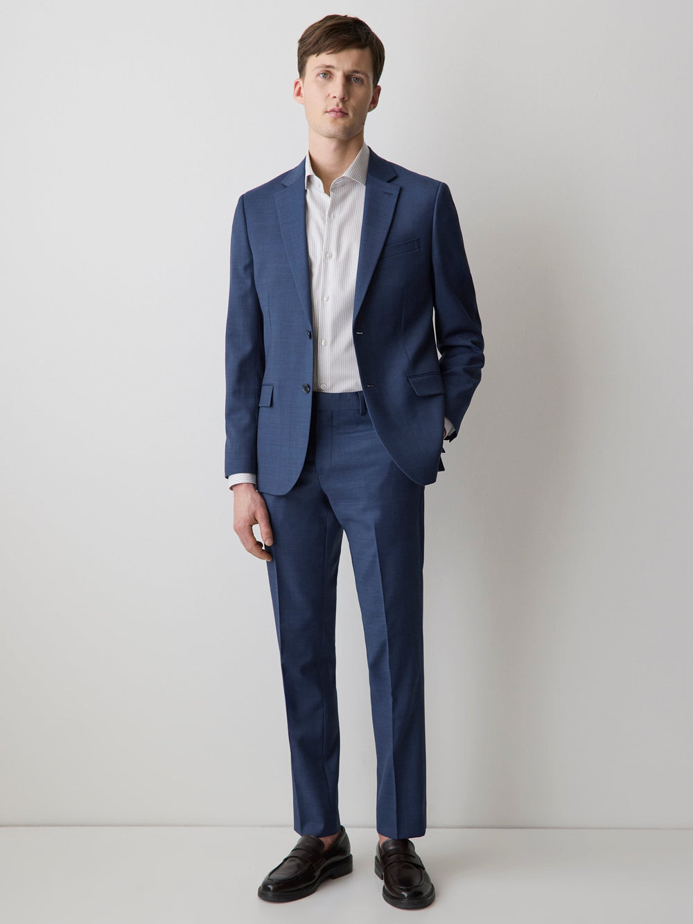 RW&CO Blue Slim Fit Wool Suit Pant