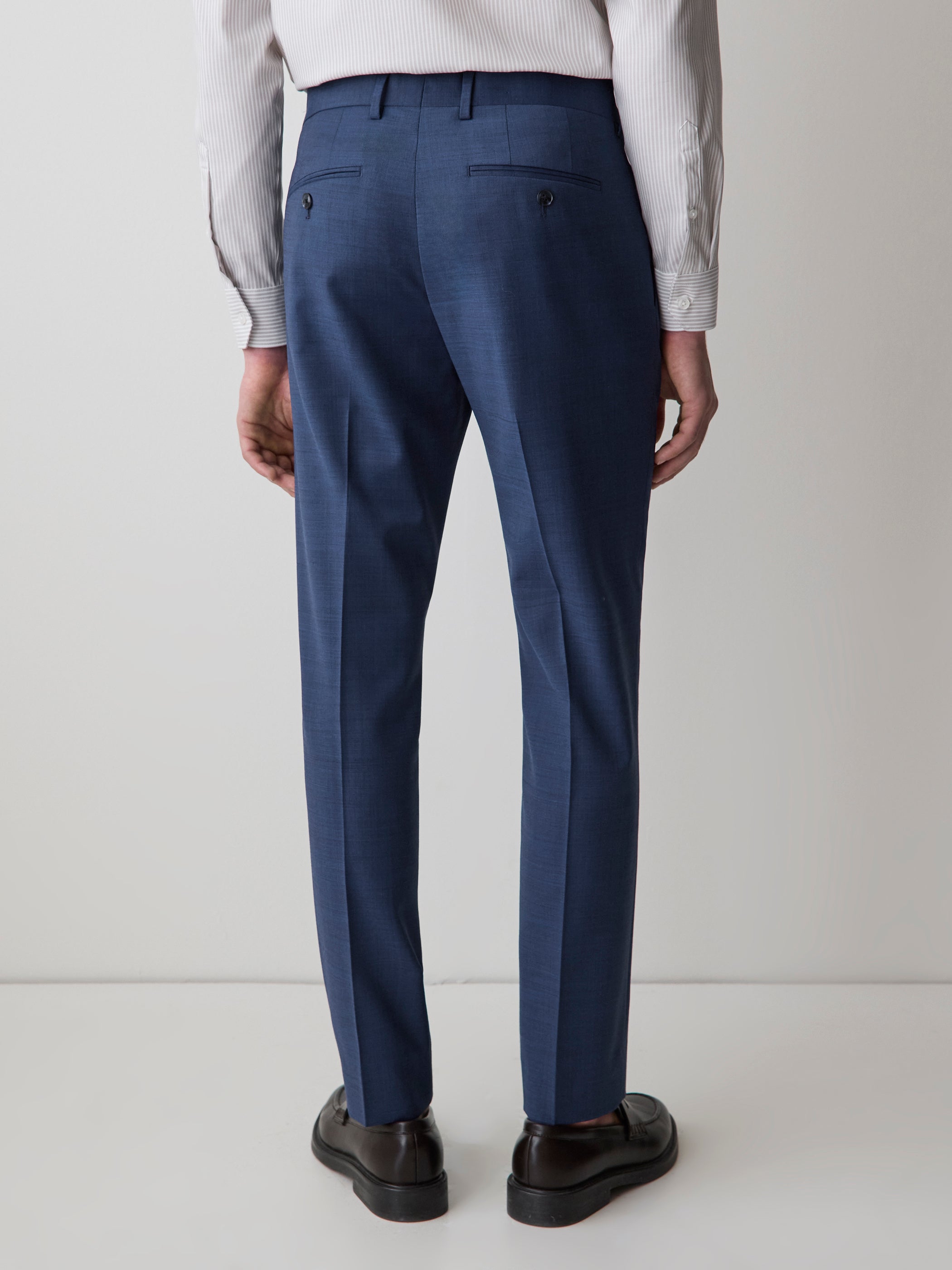 RW&CO Blue Slim Fit Wool Suit Pant