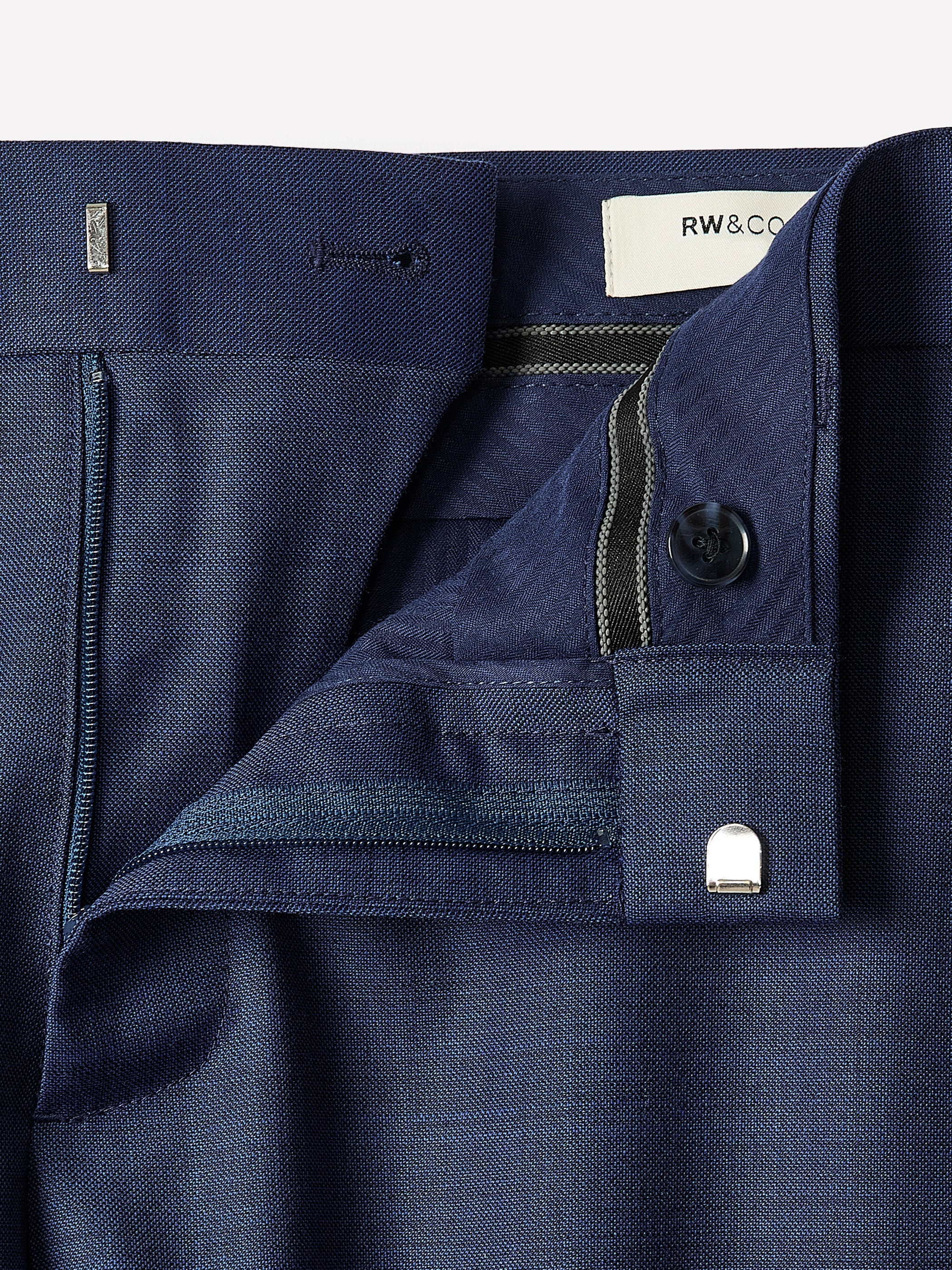 RW&CO Blue Slim Fit Wool Suit Pant