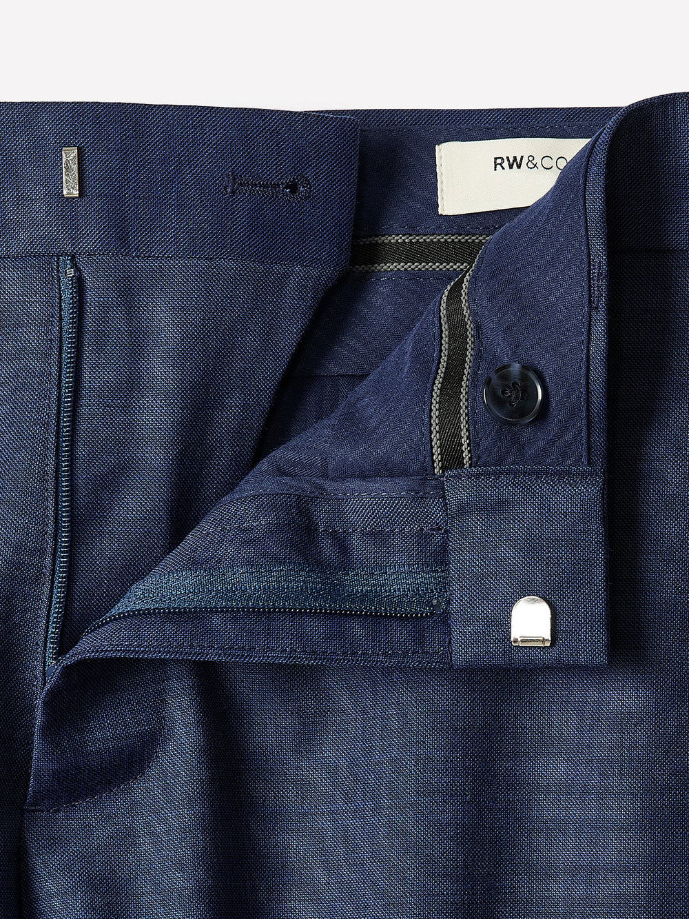 RW&CO Blue Slim Fit Wool Suit Pant