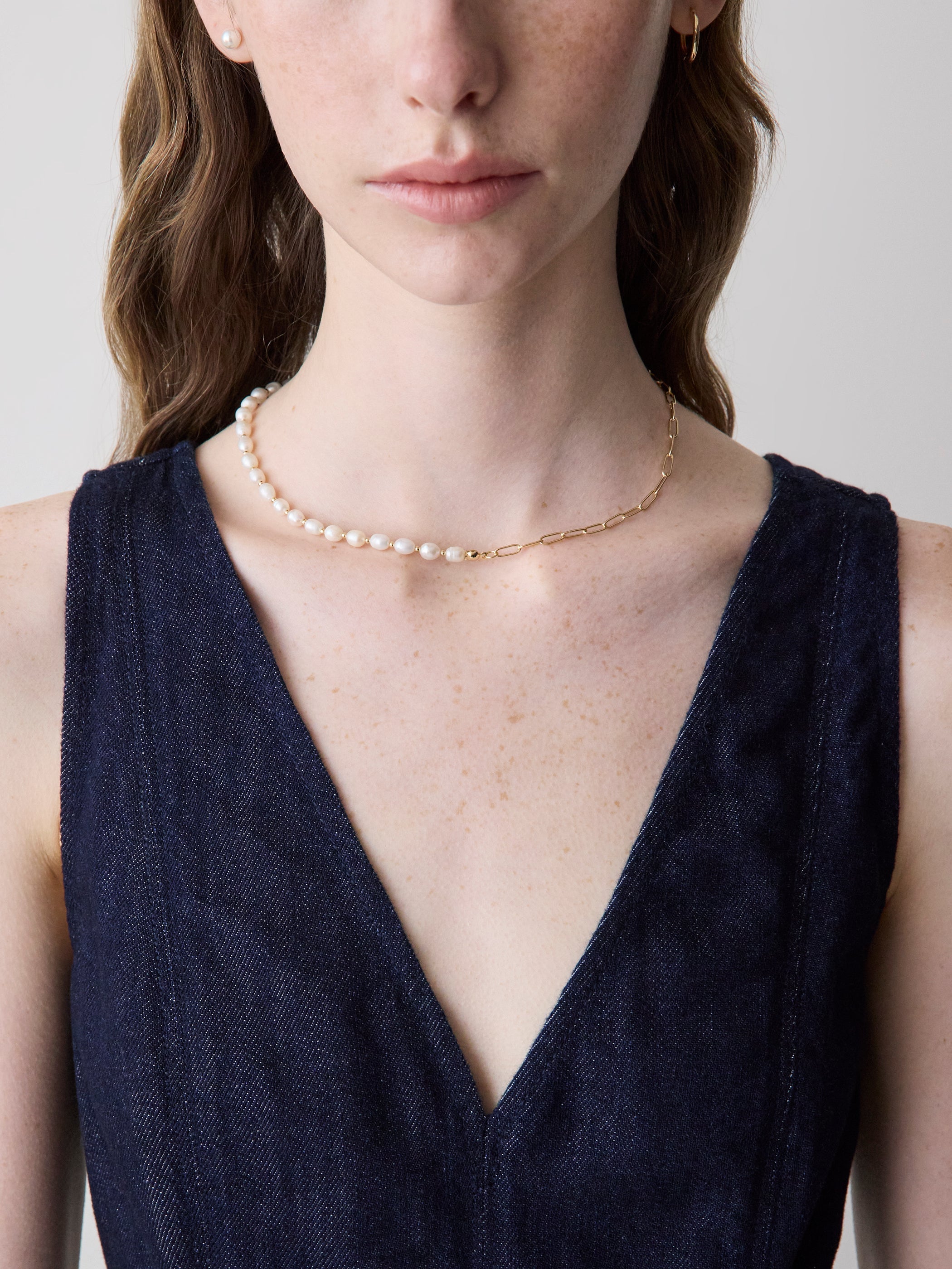RW&CO Half-Pearl Necklace