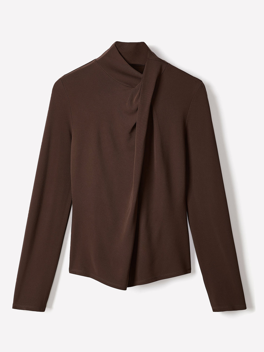 RW&CO Long-Sleeve Top with Crossover Draped Mock Neckline