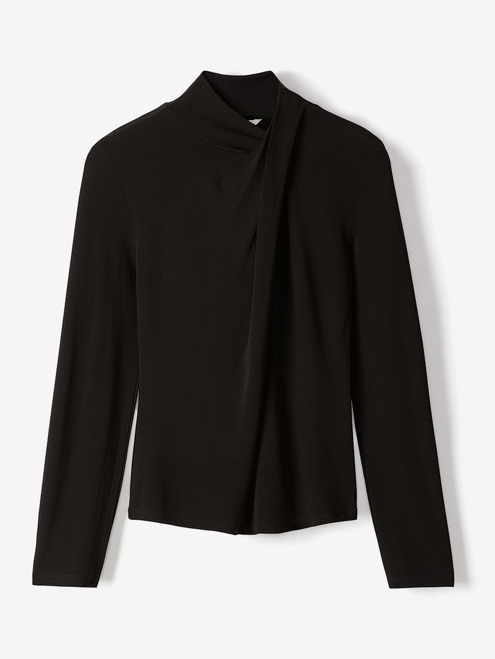 RW&CO Long-Sleeve Top with Crossover Draped Mock Neckline