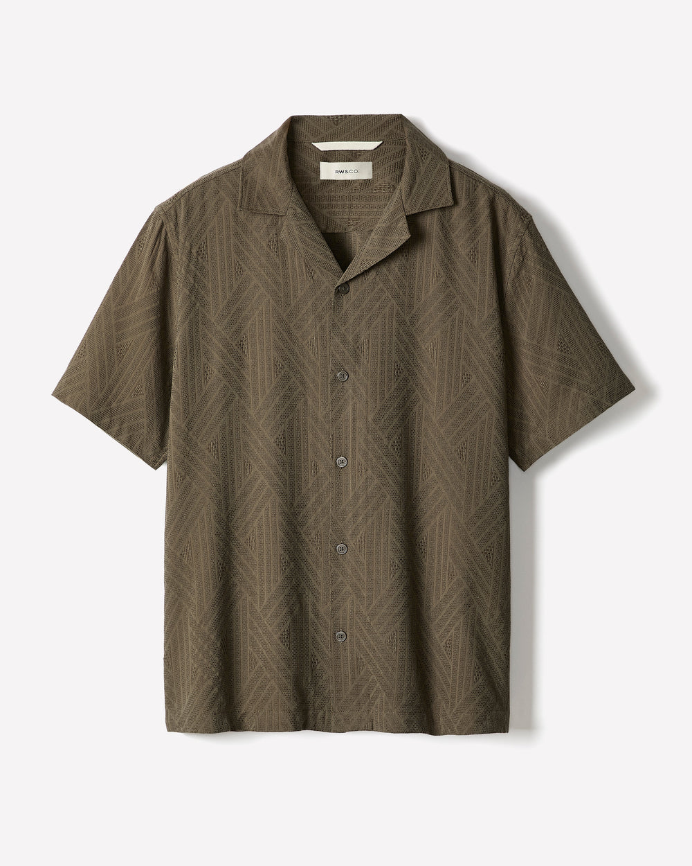 RW&CO Short-Sleeve Textured Shirt with Camp Collar