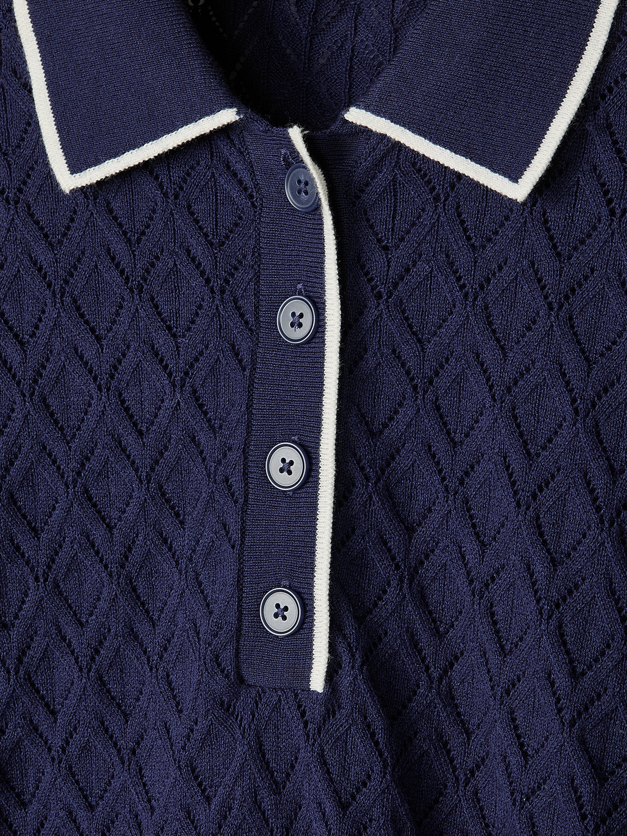 RW&CO Short-Sleeve Polo with Pointelle Stitches