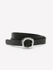 RW&CO Leather Belt with Sculptural Buckle