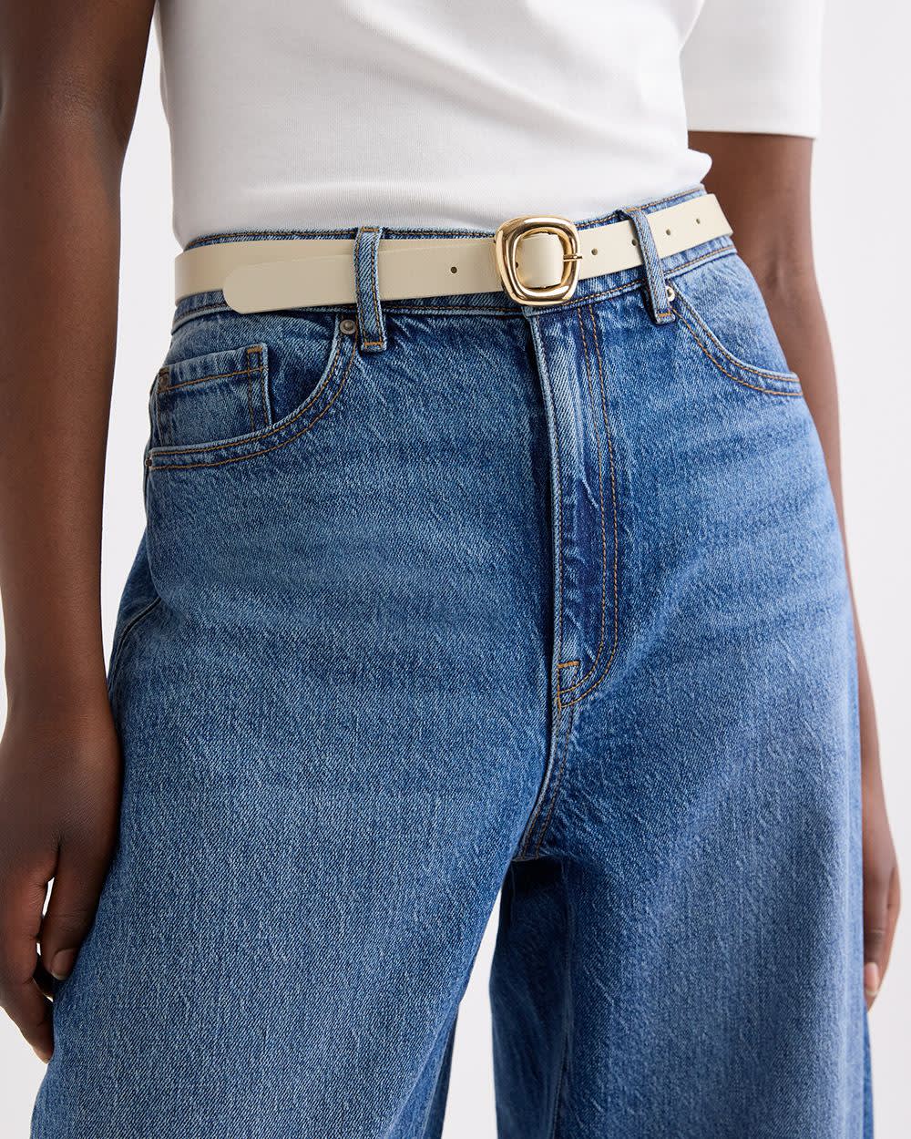 RW&CO Leather Belt with Sculptural Buckle