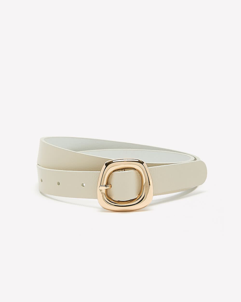 RW&CO Leather Belt with Sculptural Buckle