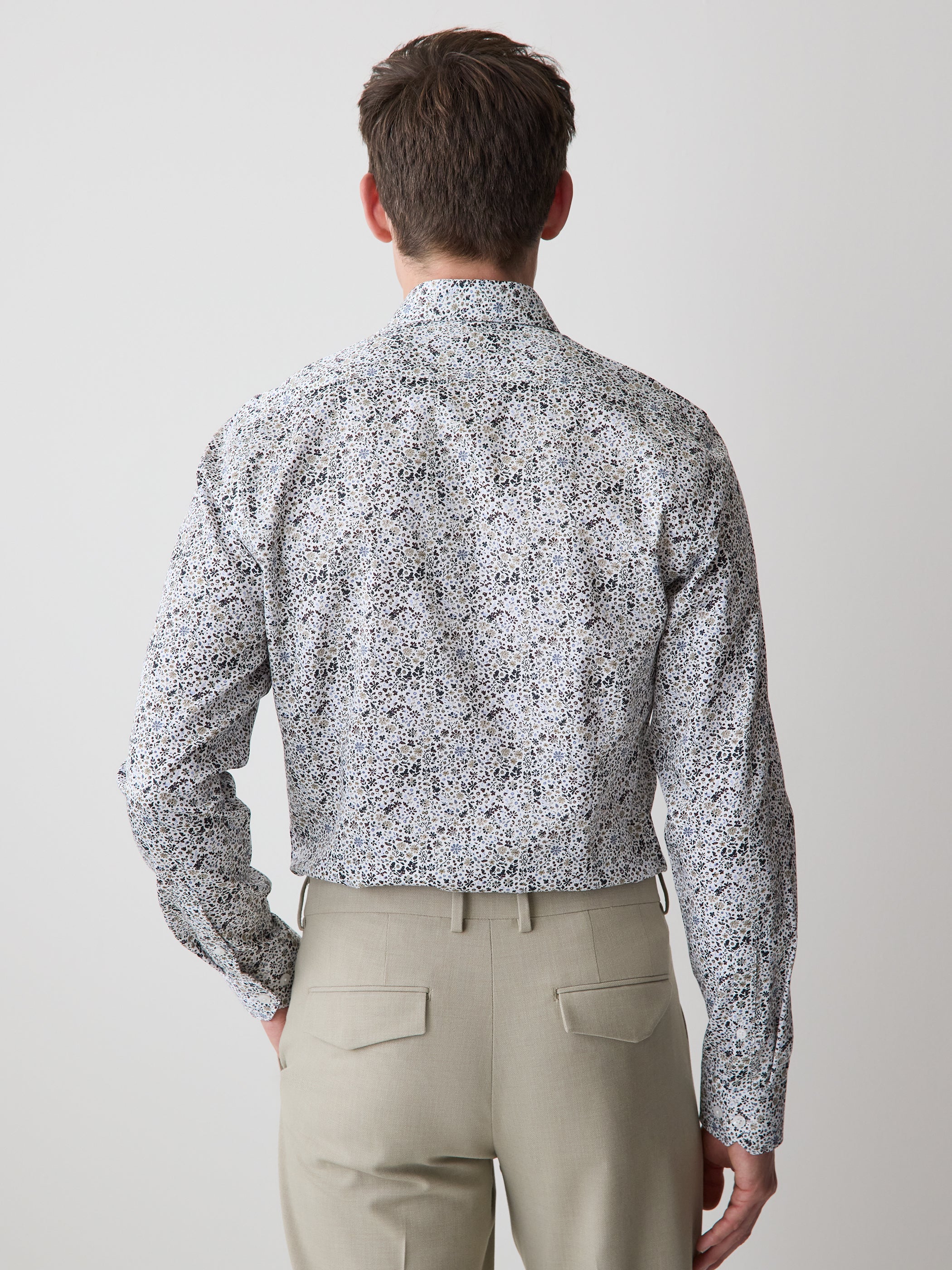 RW&CO Slim-Fit Dress Shirt with Floral Pattern
