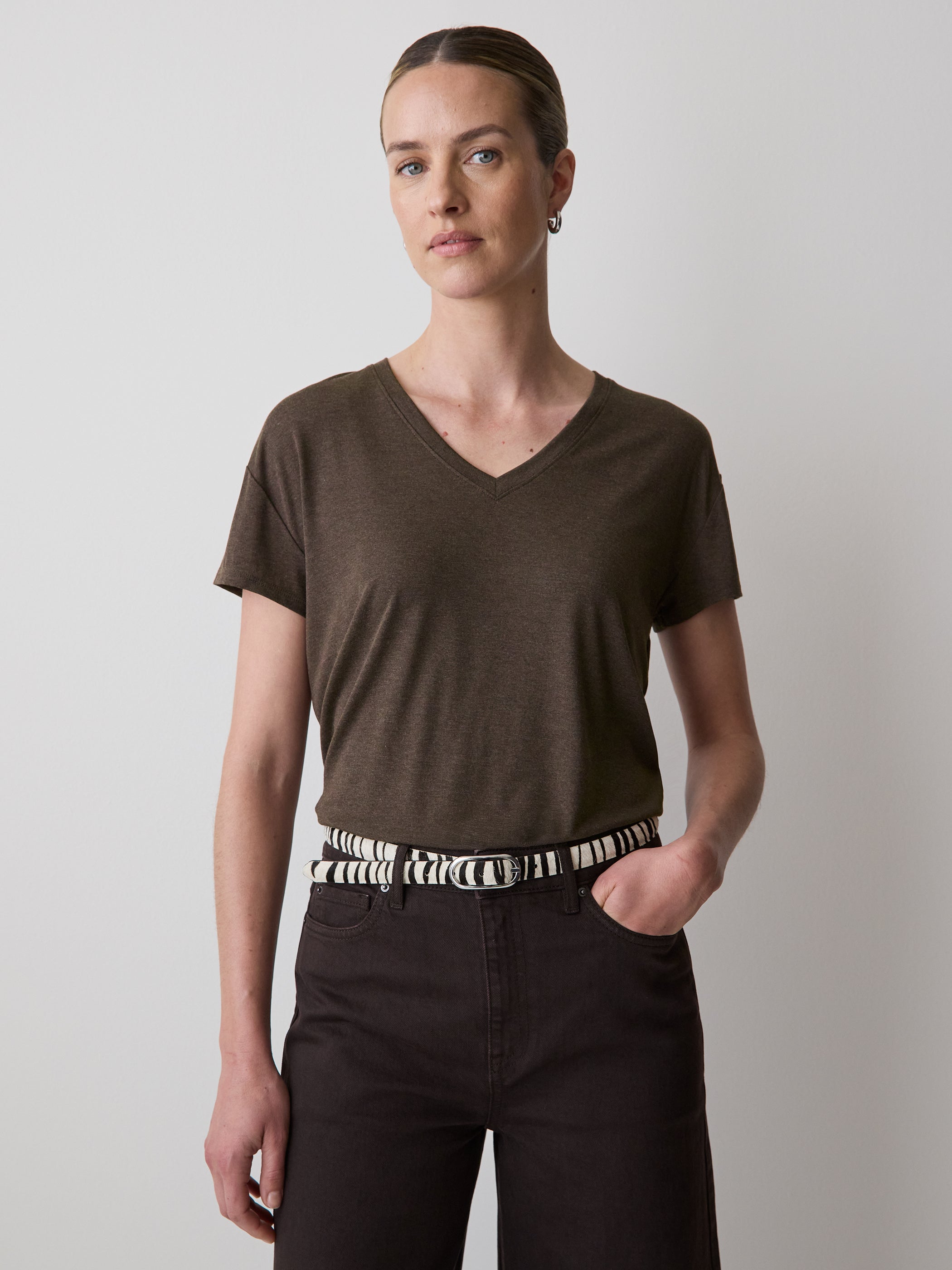 RW&CO V-Neck Silk-Blend Tee