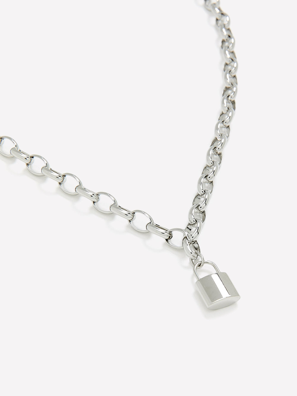 RW&CO Stainless Steel Necklace with Lock Pendant
