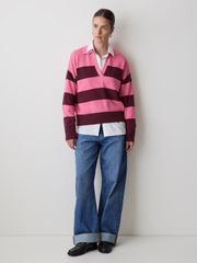 RW&CO Cotton-Merino-Blend V-Neck Rugby Polo Sweater