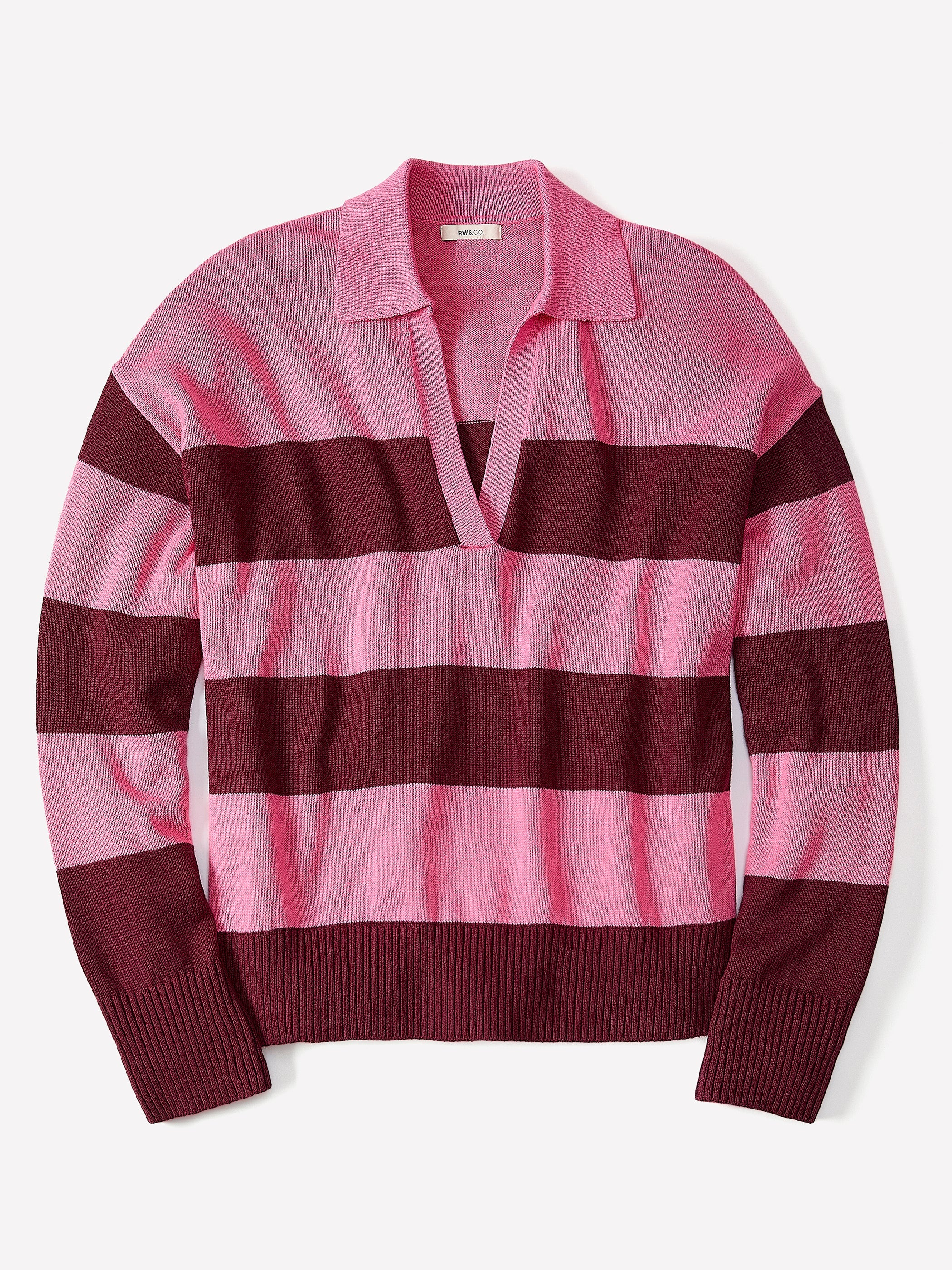 RW&CO Cotton-Merino-Blend V-Neck Rugby Polo Sweater