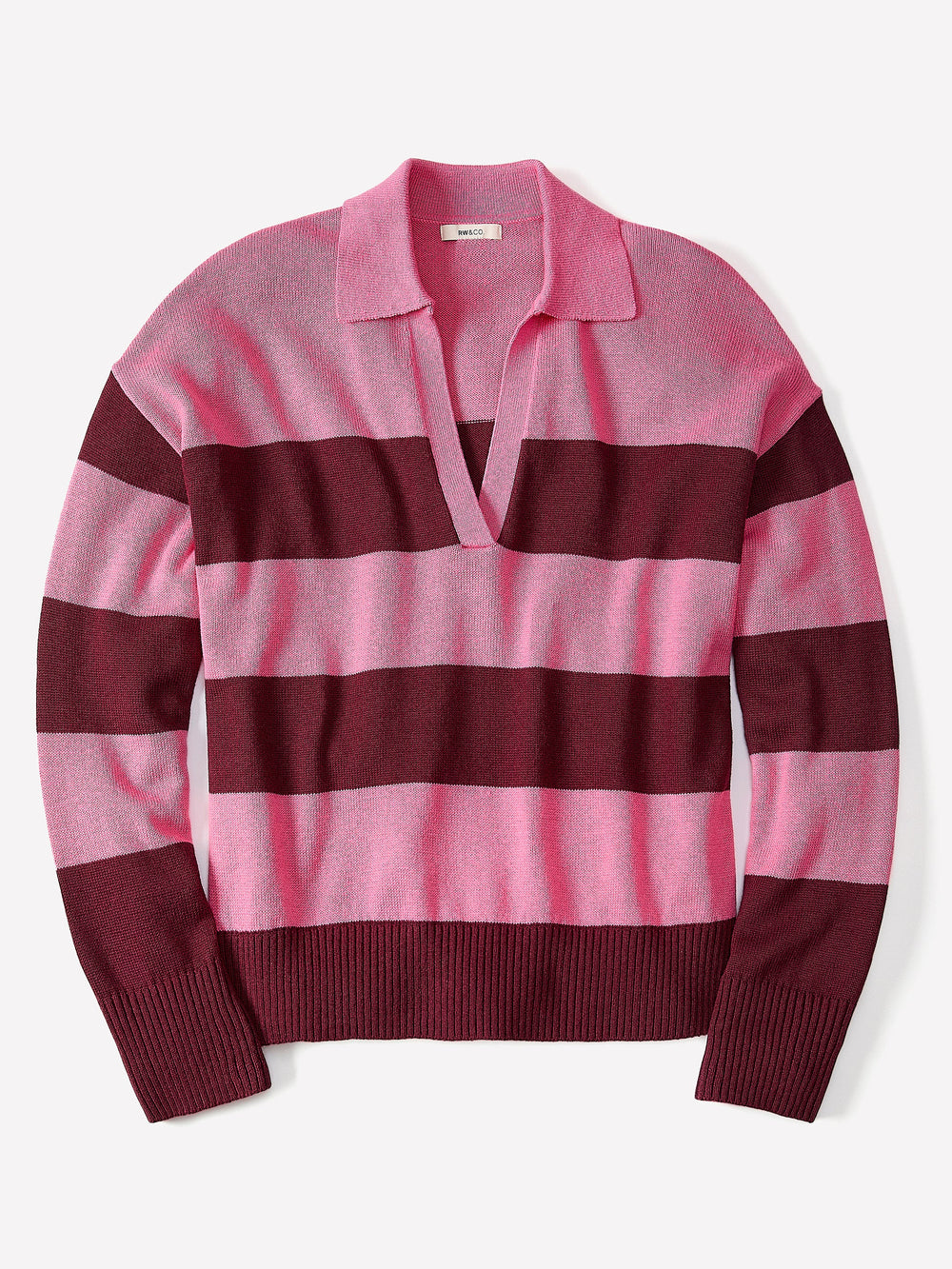 RW&CO Cotton-Merino-Blend V-Neck Rugby Polo Sweater