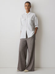 RW&CO Striped Long-Sleeve Buttoned-Down Blouse with Pockets