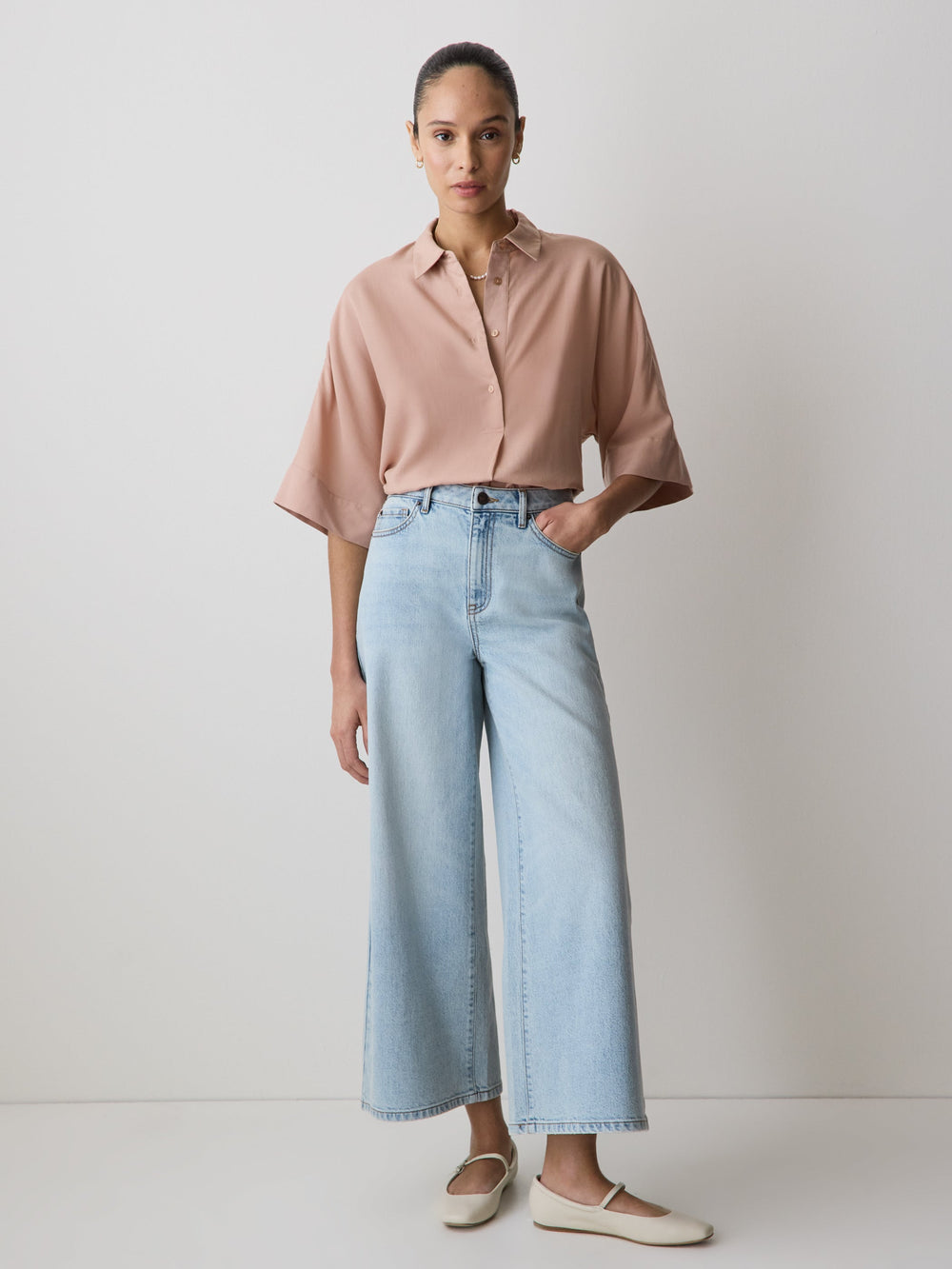 RW&CO High-Rise Wide-Leg Cropped Jeans