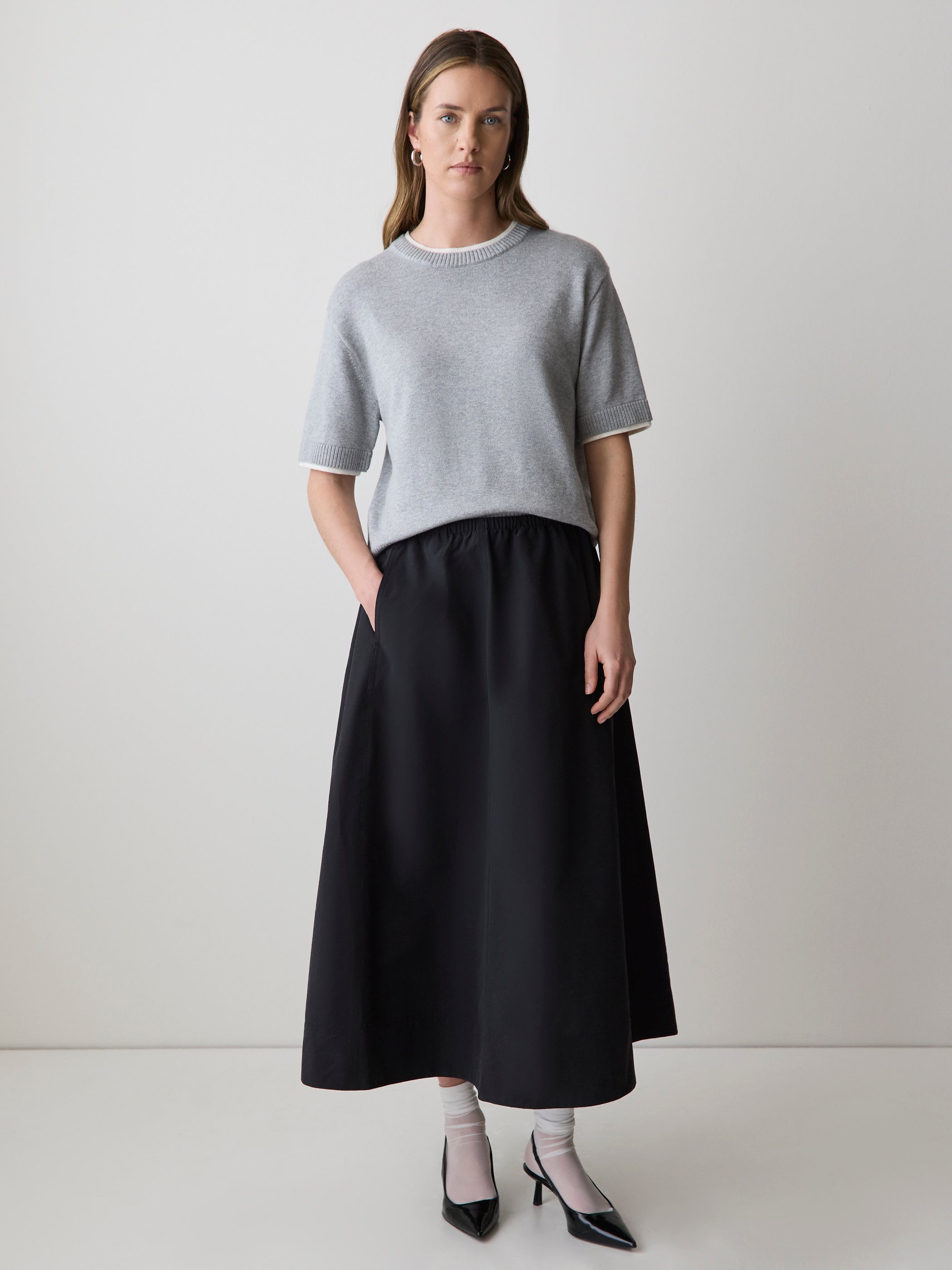 RW&CO High-Rise A-Line Midi Skirt