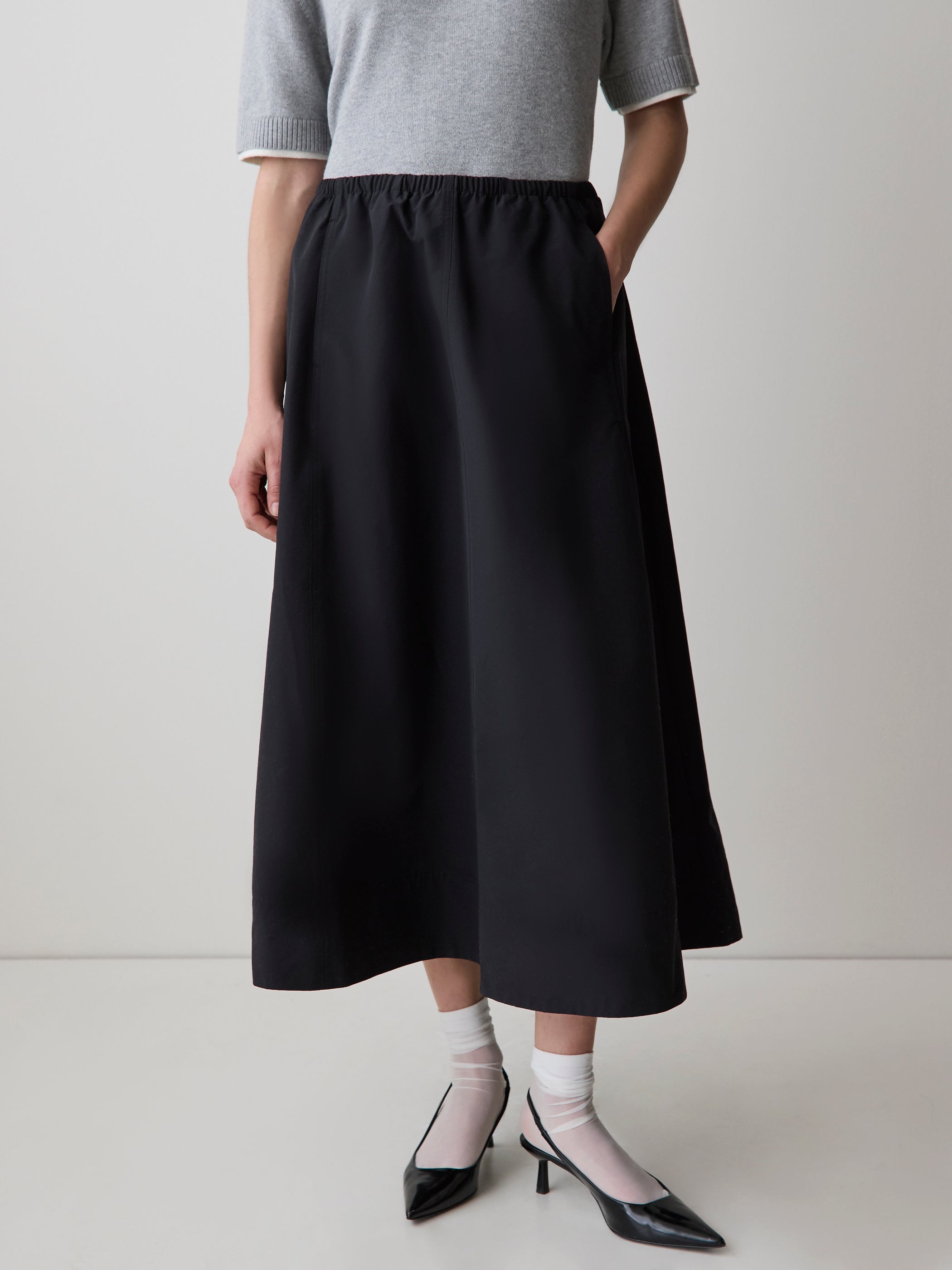 RW&CO High-Rise A-Line Midi Skirt