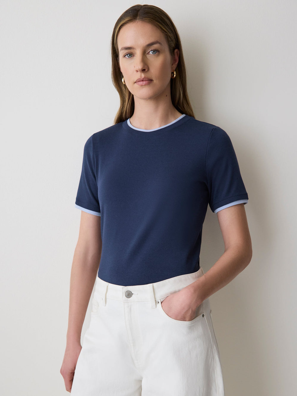 RW&CO Short-Sleeve Crew-Neck Ribbed Basic Tee
