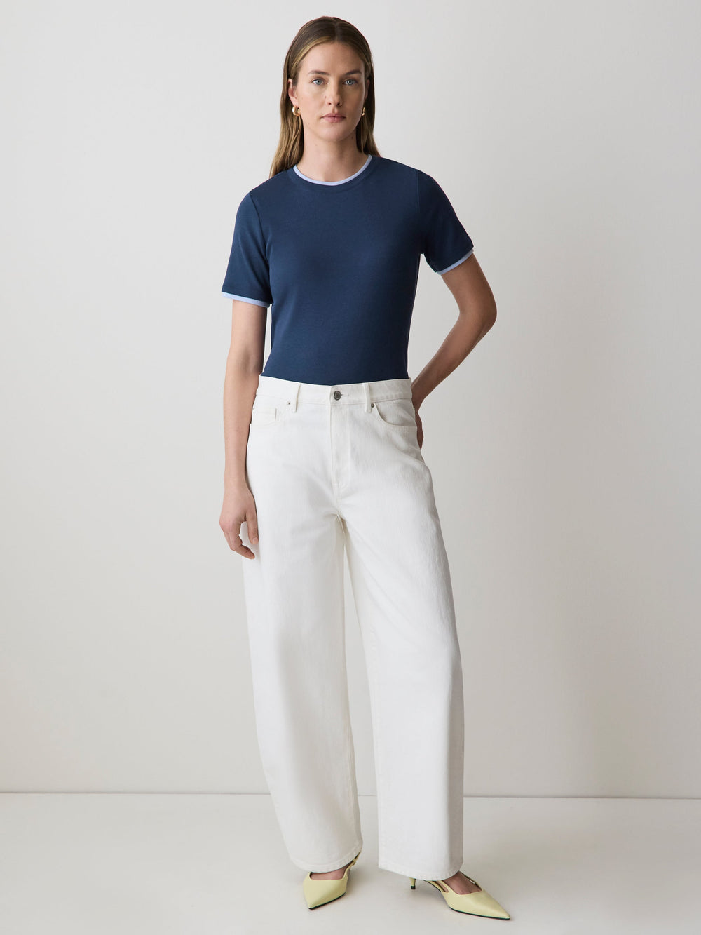 RW&CO Short-Sleeve Crew-Neck Ribbed Basic Tee