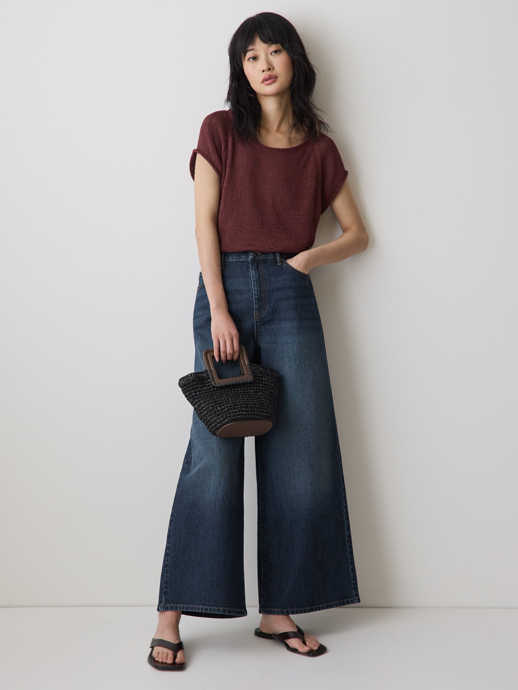 RW&CO High-Rise Wide-Leg Cropped Jeans
