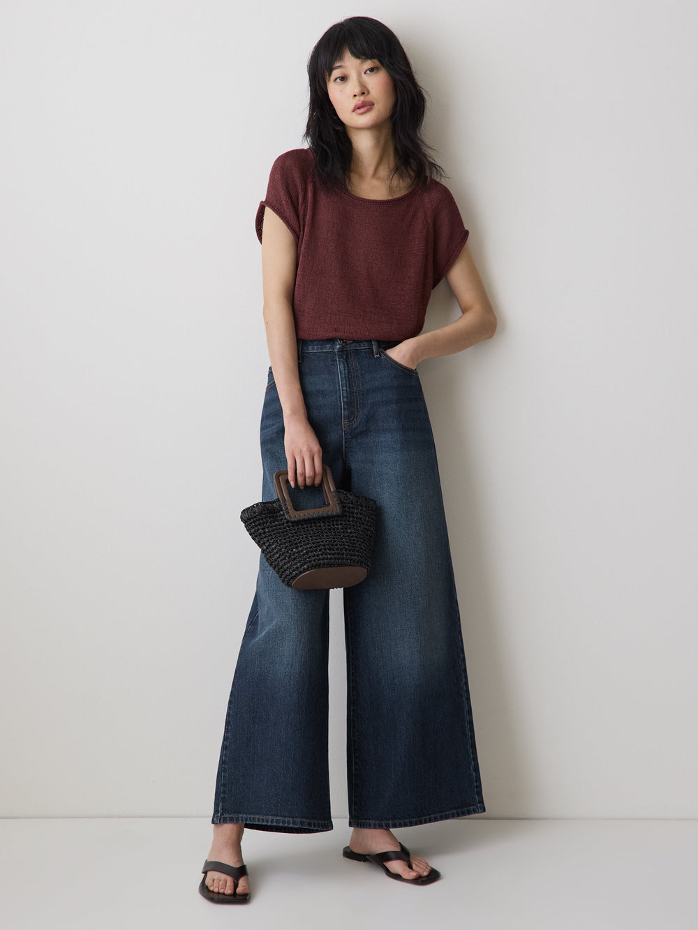 RW&CO High-Rise Wide-Leg Cropped Jeans
