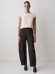 RW&CO Mix-Media Cap-Sleeve Crew-Neck Blouse