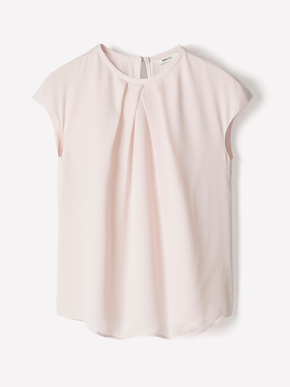 RW&CO Mix-Media Cap-Sleeve Crew-Neck Blouse