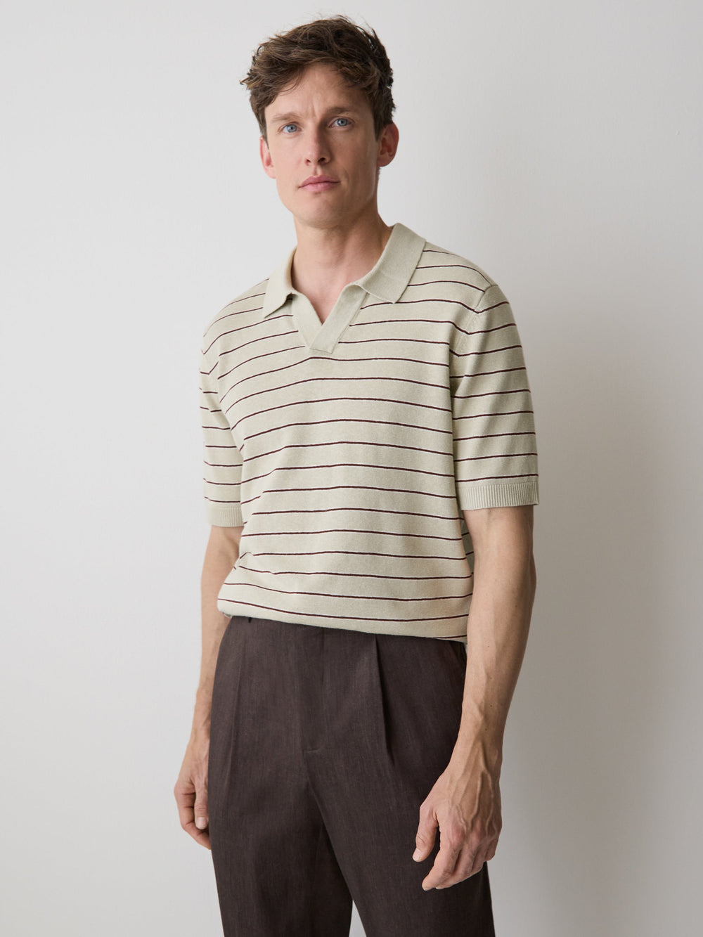 RW&CO Linen-Blend Short-Sleeve Polo