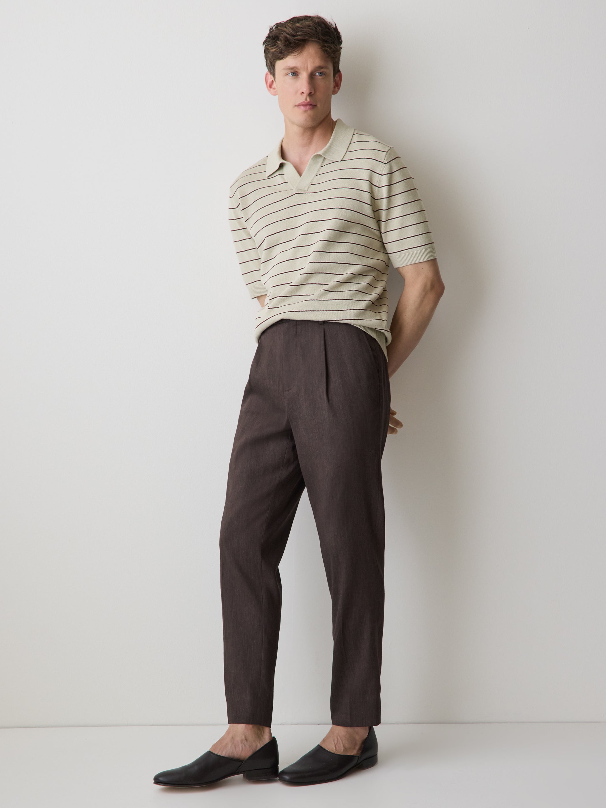RW&CO Linen-Blend Short-Sleeve Polo