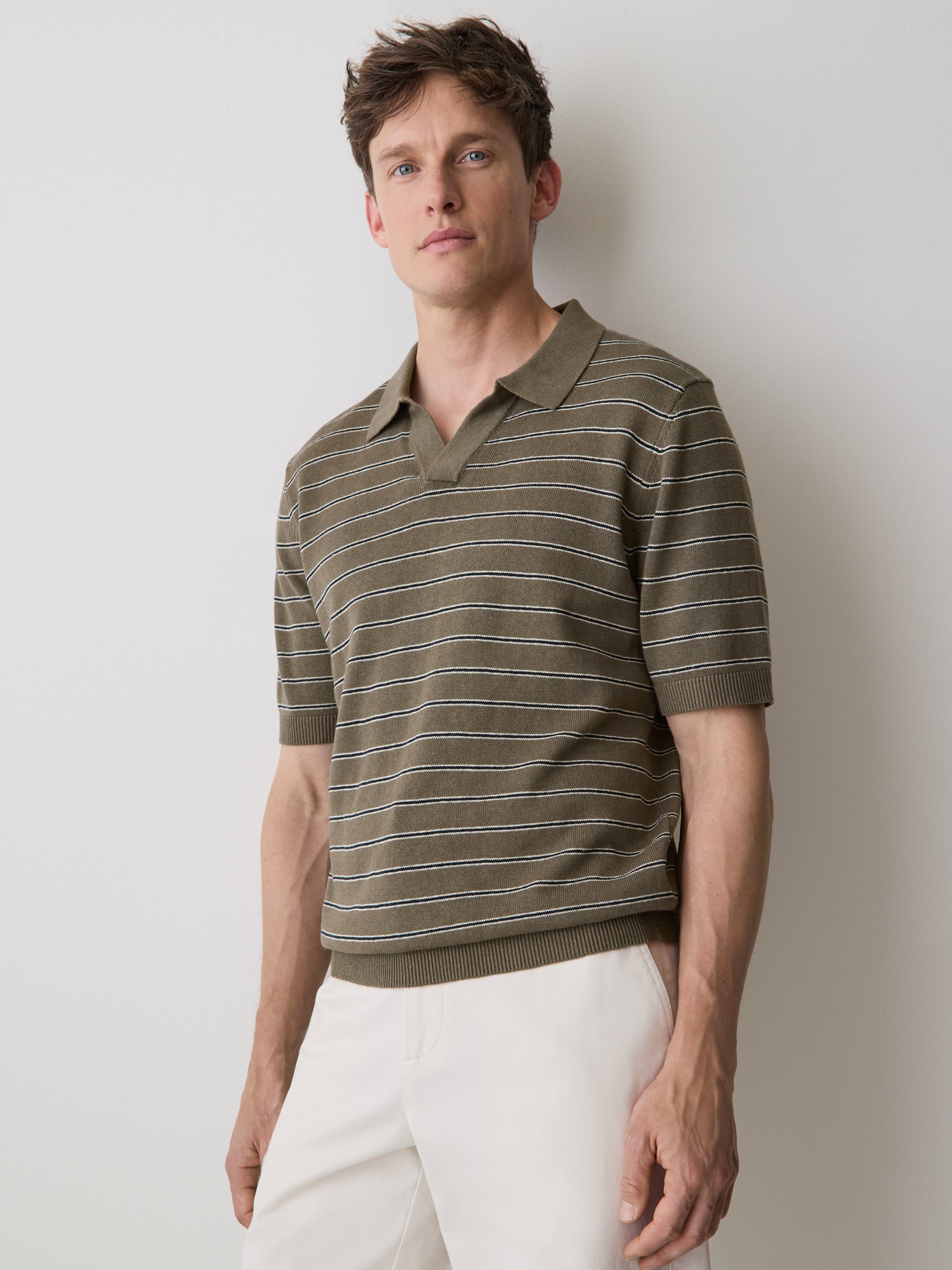 RW&CO Linen-Blend Short-Sleeve Polo